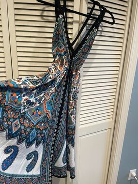 Advance Apparels Blue Paisley One-Shoulder Summer Dress